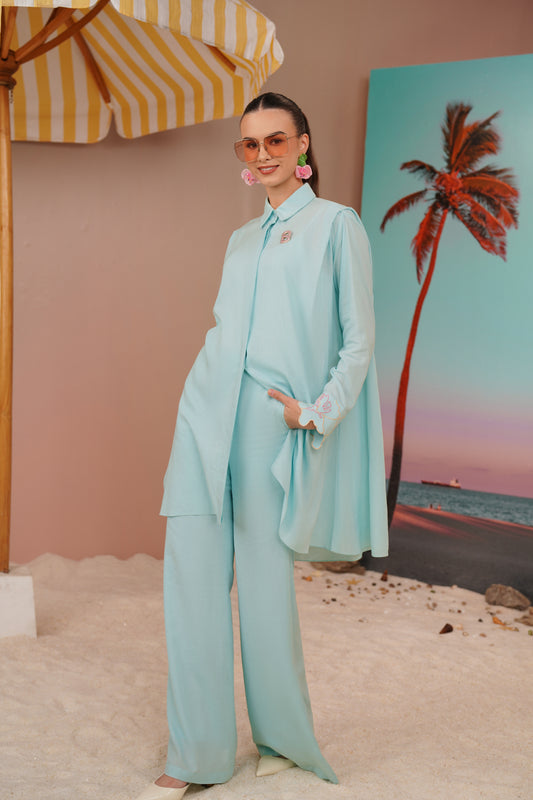 Buttonscarves x Jovian Paradiso Palome Pants In Light Turquoise