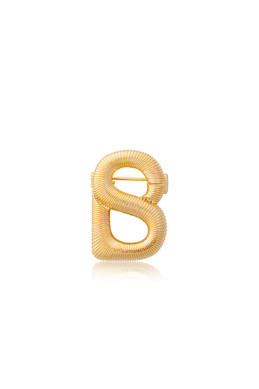 Petite Signature Textured Brooch - Gold