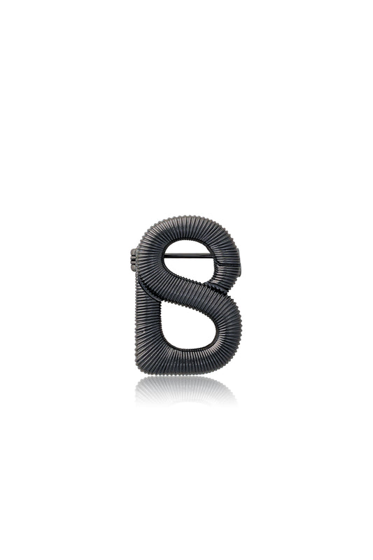 Petite Signature Textured Brooch - Hematite