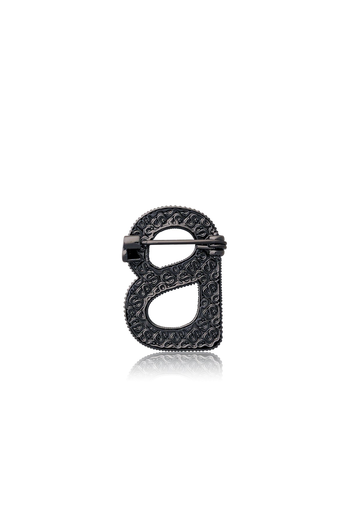 Petite Signature Textured Brooch - Hematite