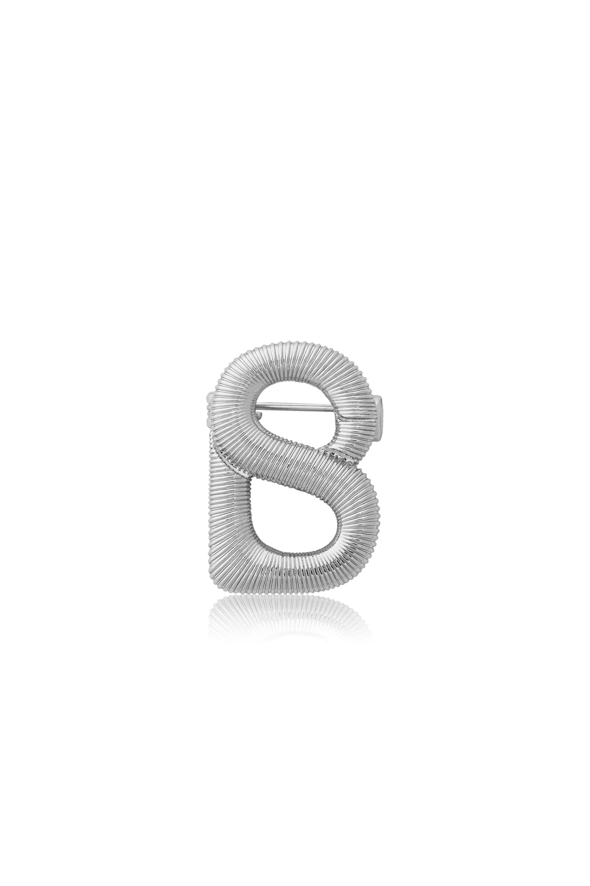 Petite Signature Textured Brooch - Silver