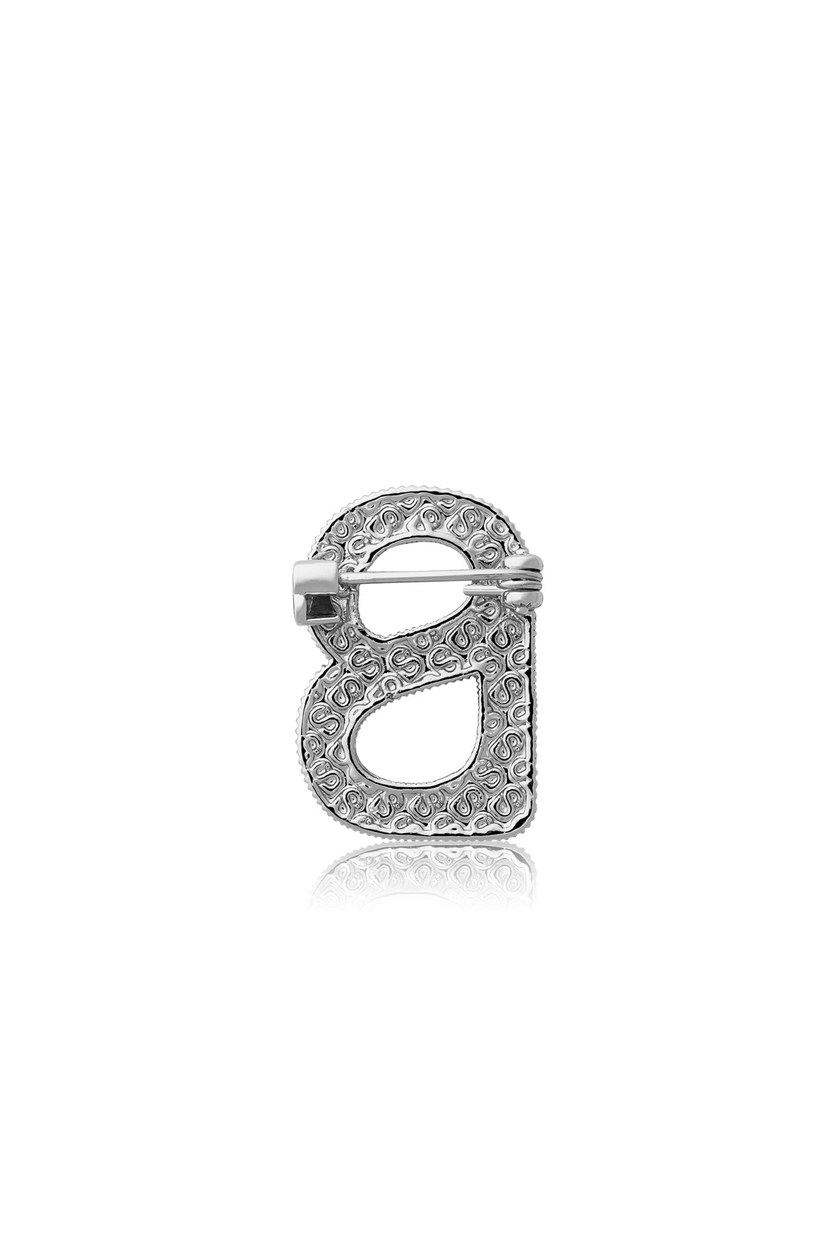 Petite Signature Textured Brooch - Silver