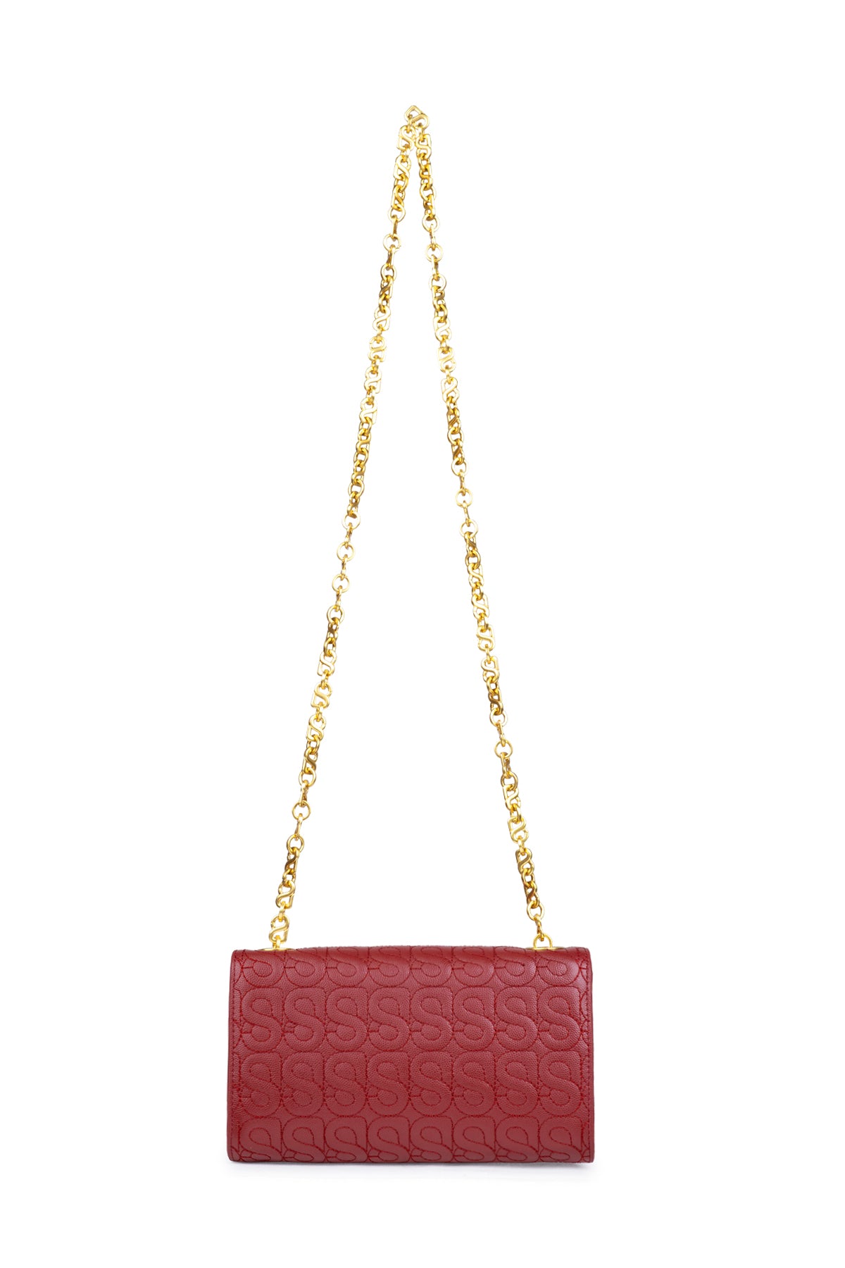 Luna Leather Wallet on Chain - Red