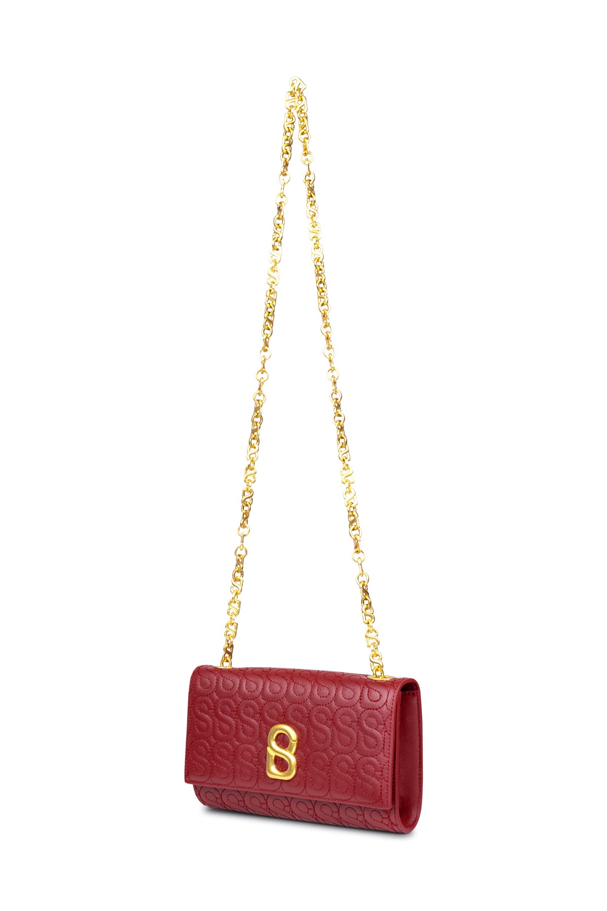 Luna Leather Wallet on Chain - Red