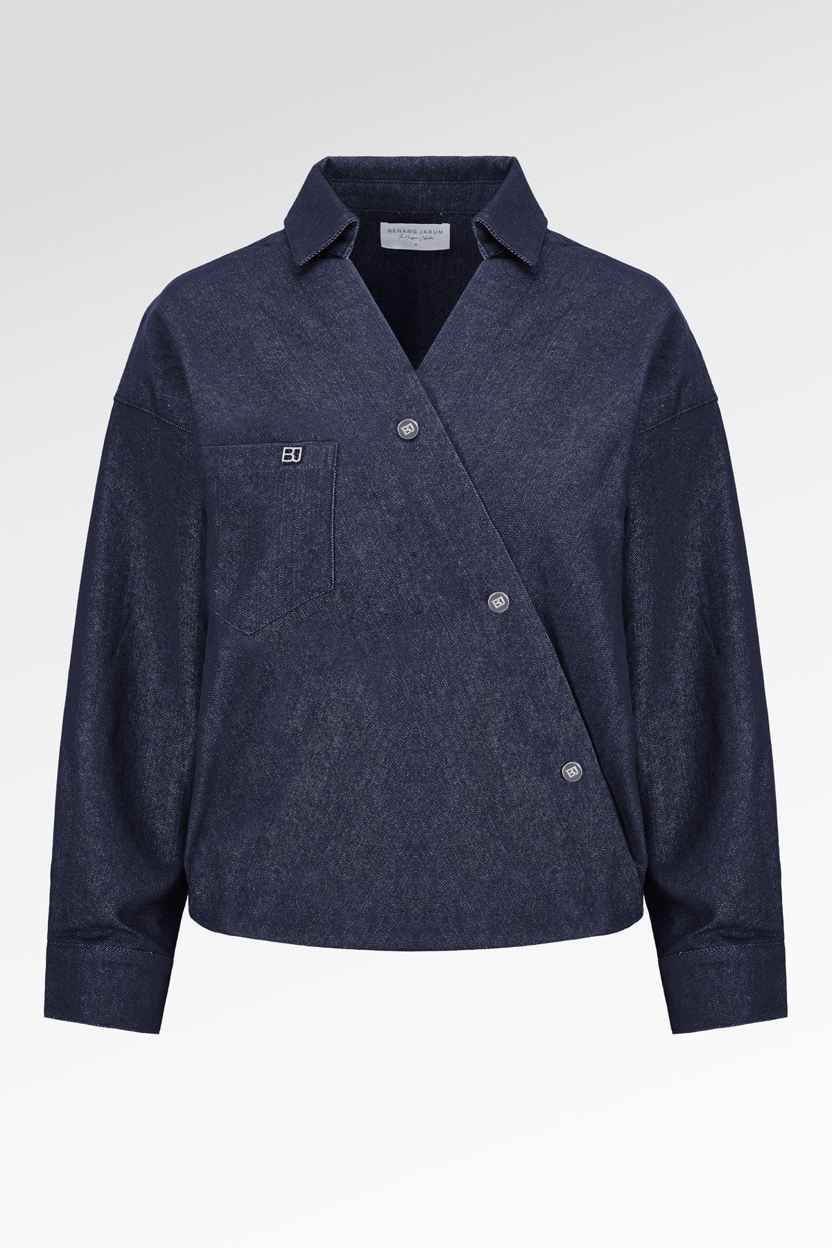 Raine Denim Overlap Top - Denim Blue