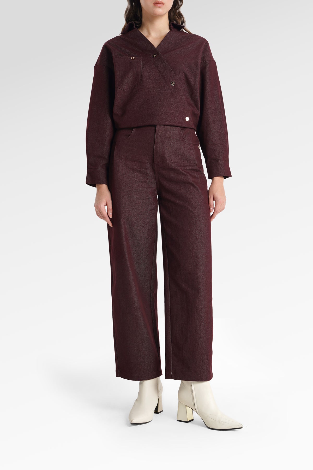 Raine Denim Pants - Maroon
