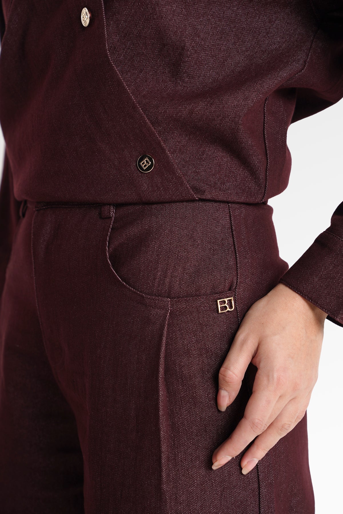 Raine Denim Pants - Maroon