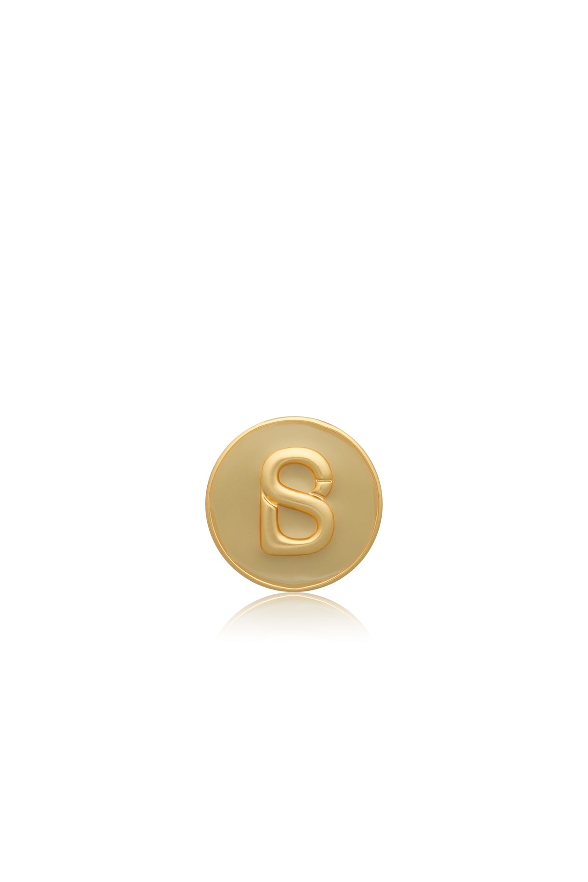 Round Pin Brooch - Beige/Gold