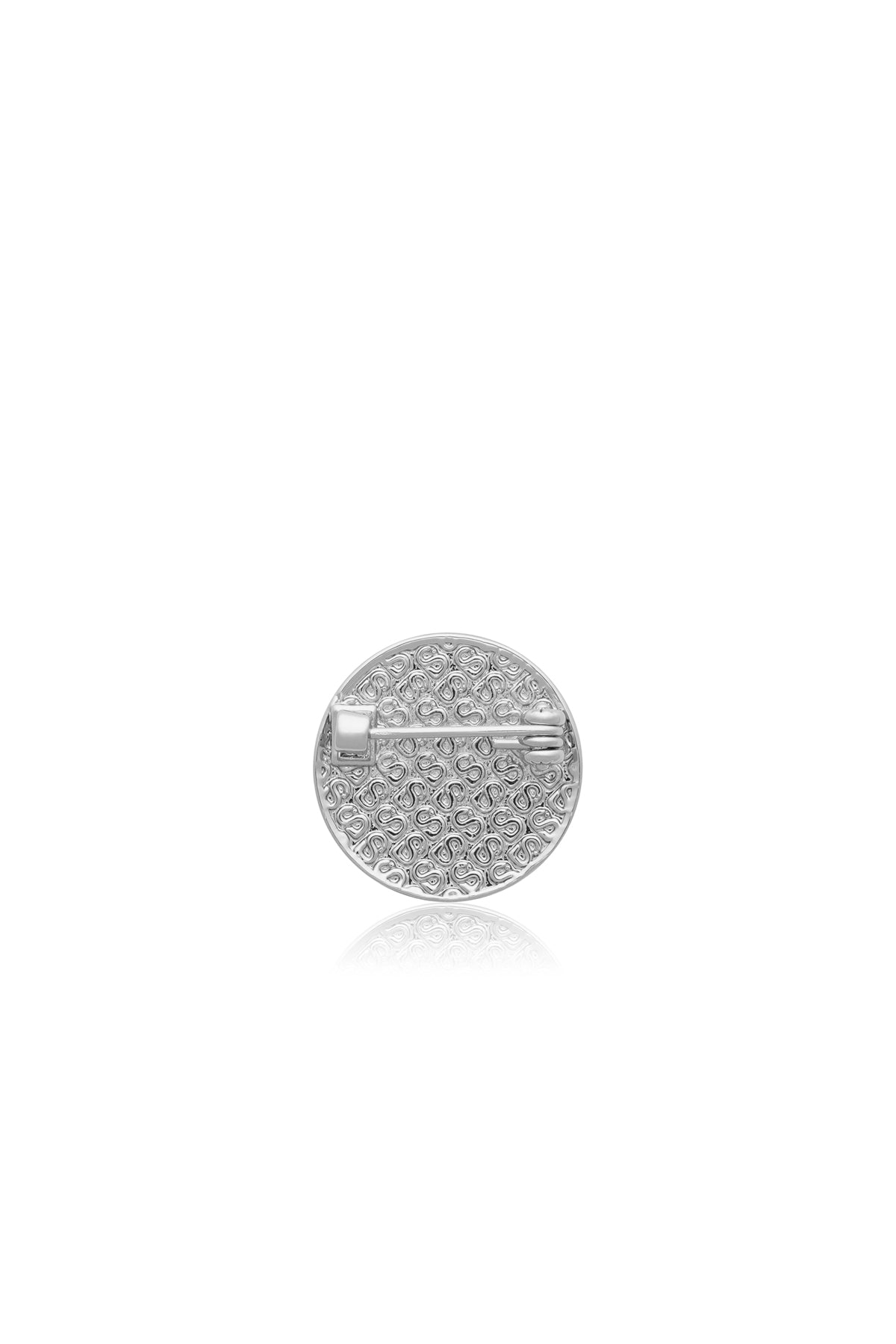 Round Pin Brooch - Beige/Silver