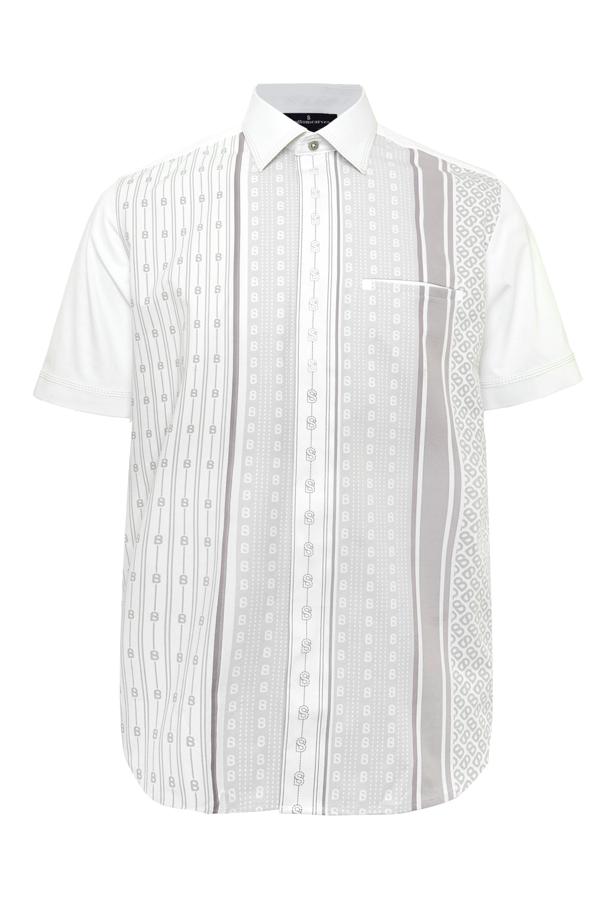 Stripe Men Shirt - Short Sleeve - Off-White