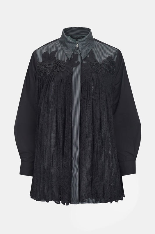 Seara Embroidery Shirt - Black