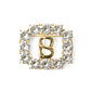 Signature Rectangle Crystal Brooch - Gold