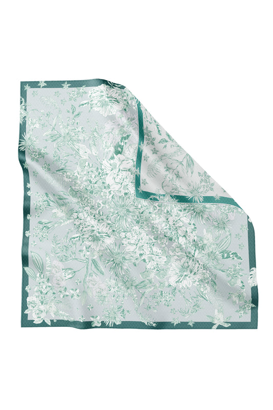 Silk Jacquard Square - Toile de Jouy Blooming Gray & Green