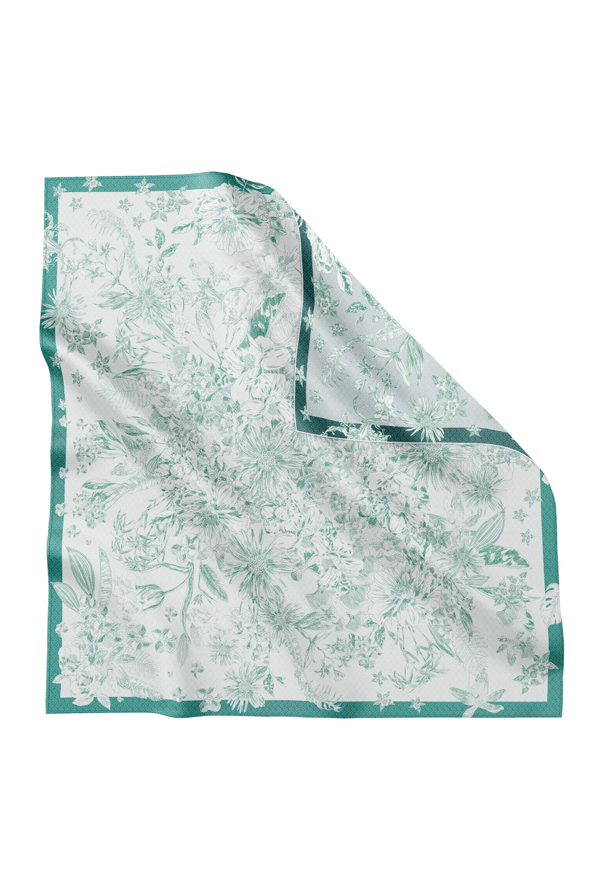 Silk Jacquard Square - Toile de Jouy Blooming Gray & Green