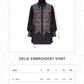 Delia Embroidery Shirt - Navy