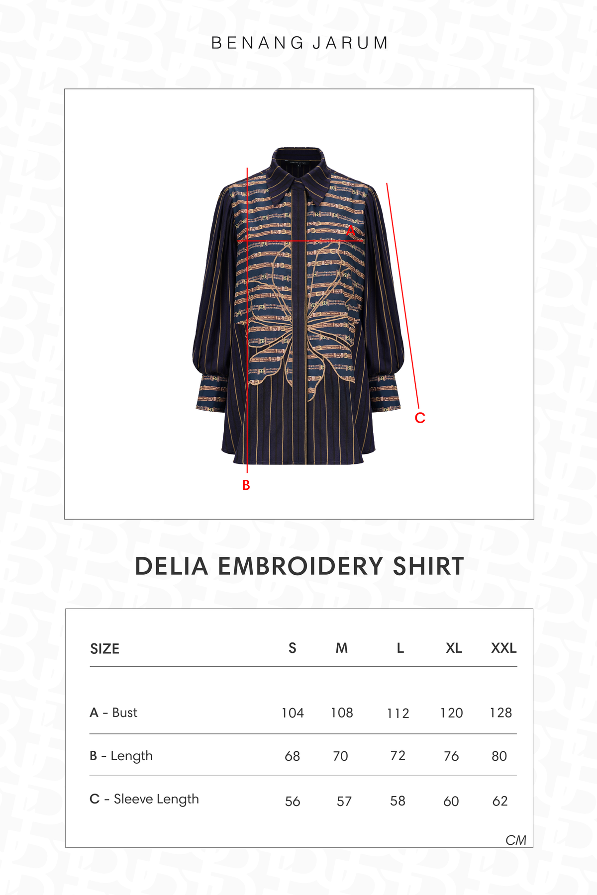 Delia Embroidery Shirt - Navy