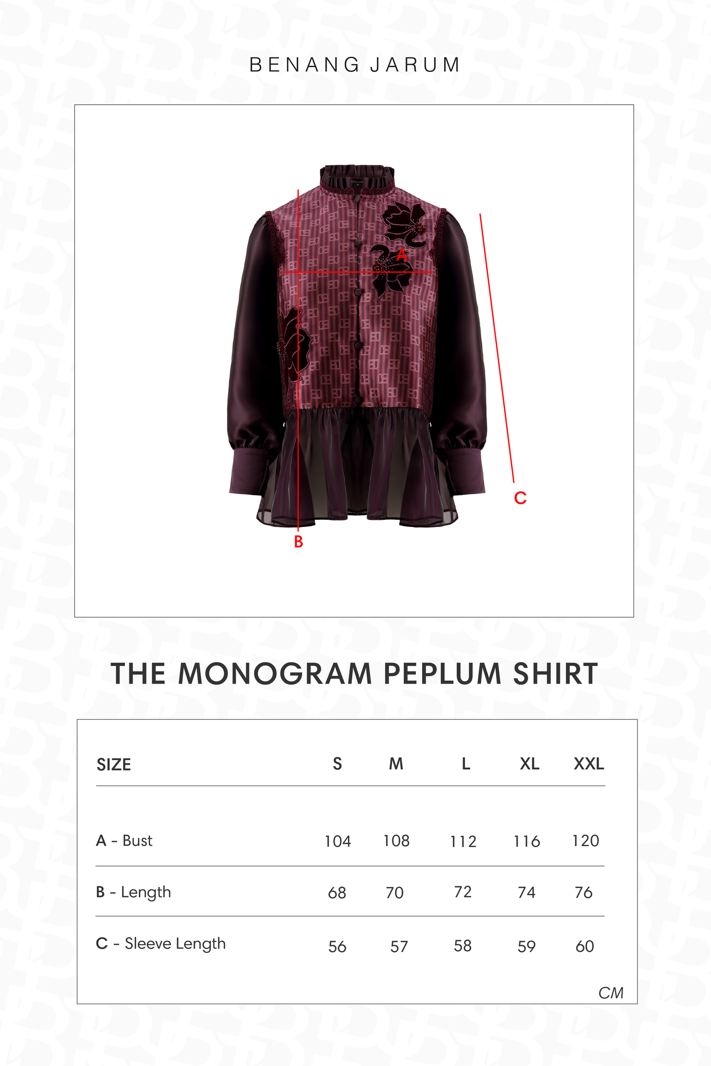 The Monogram Peplum Shirt - Maroon