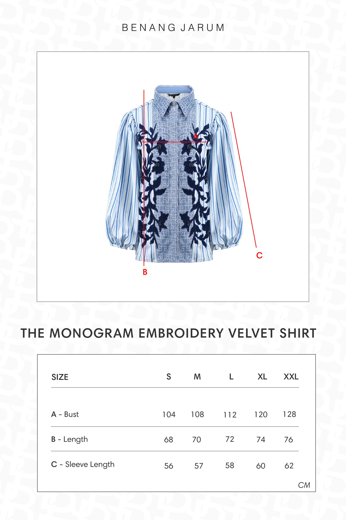 The Monogram Embroidery Velvet Shirt - Timeless Blue