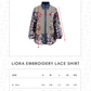 Liora Embroidery Lace Shirt - Navy