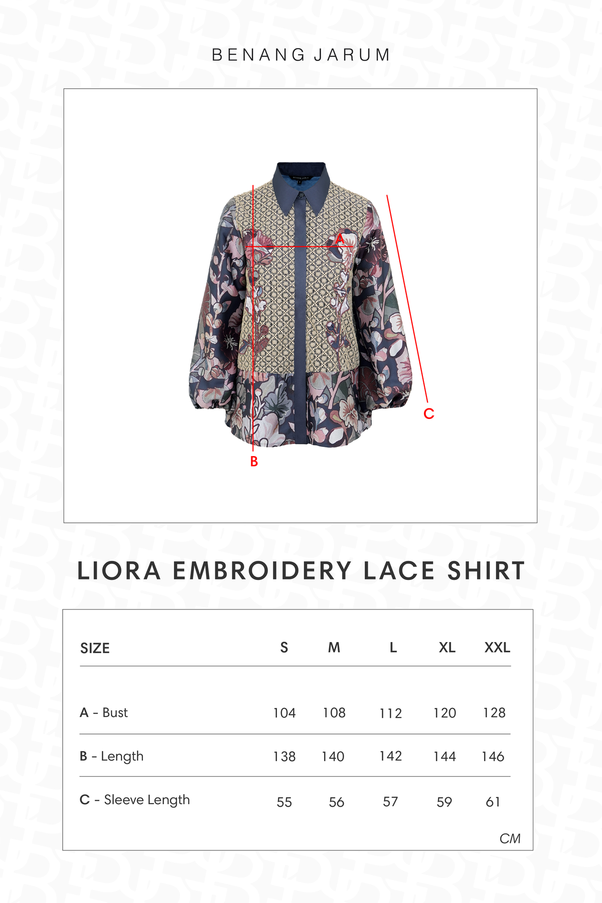 Liora Embroidery Lace Shirt - Navy