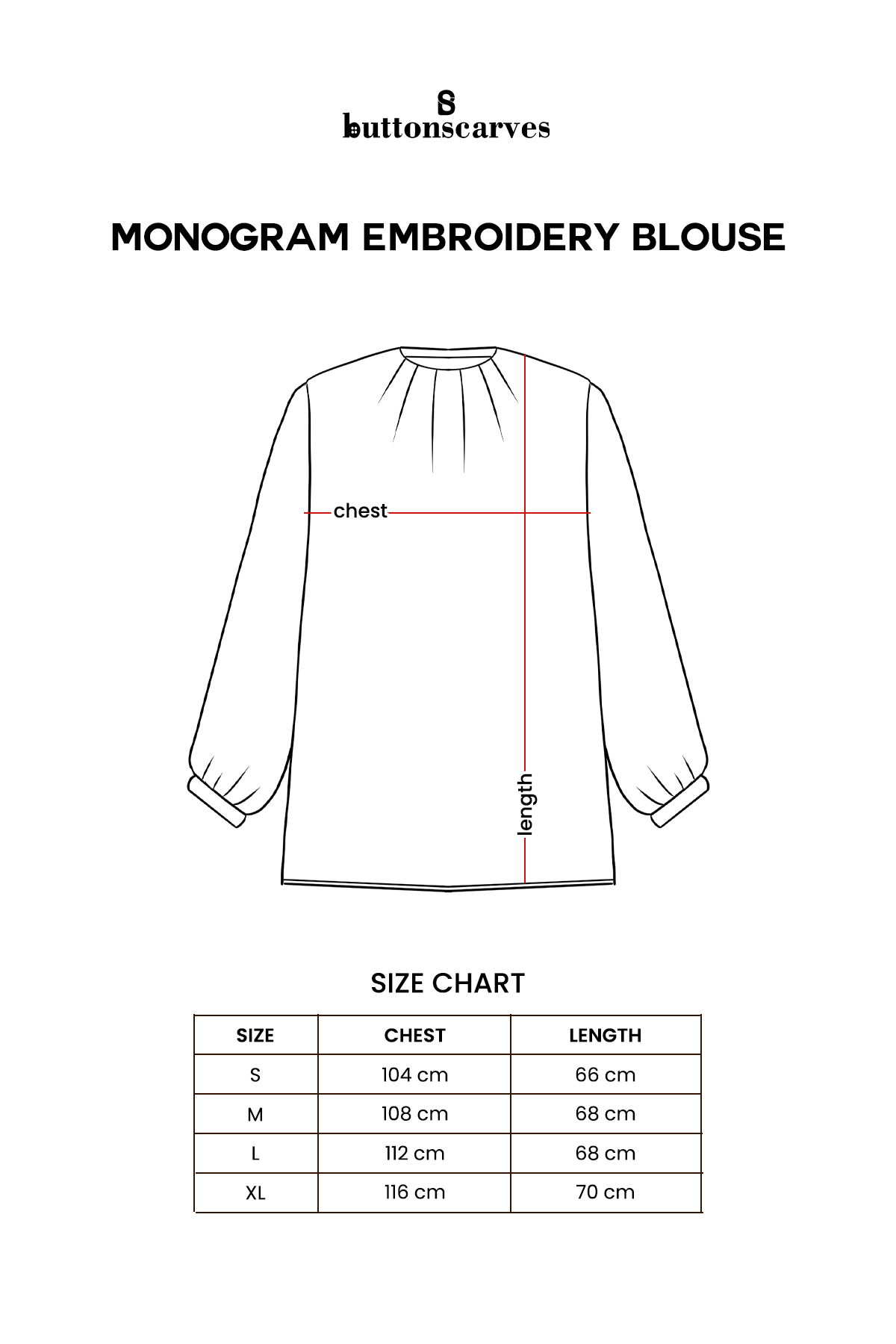 Monogram Embroidery Blouse - Black