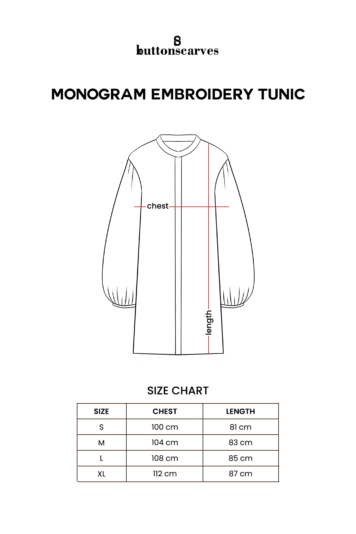 Monogram Embroidery Tunic - Black