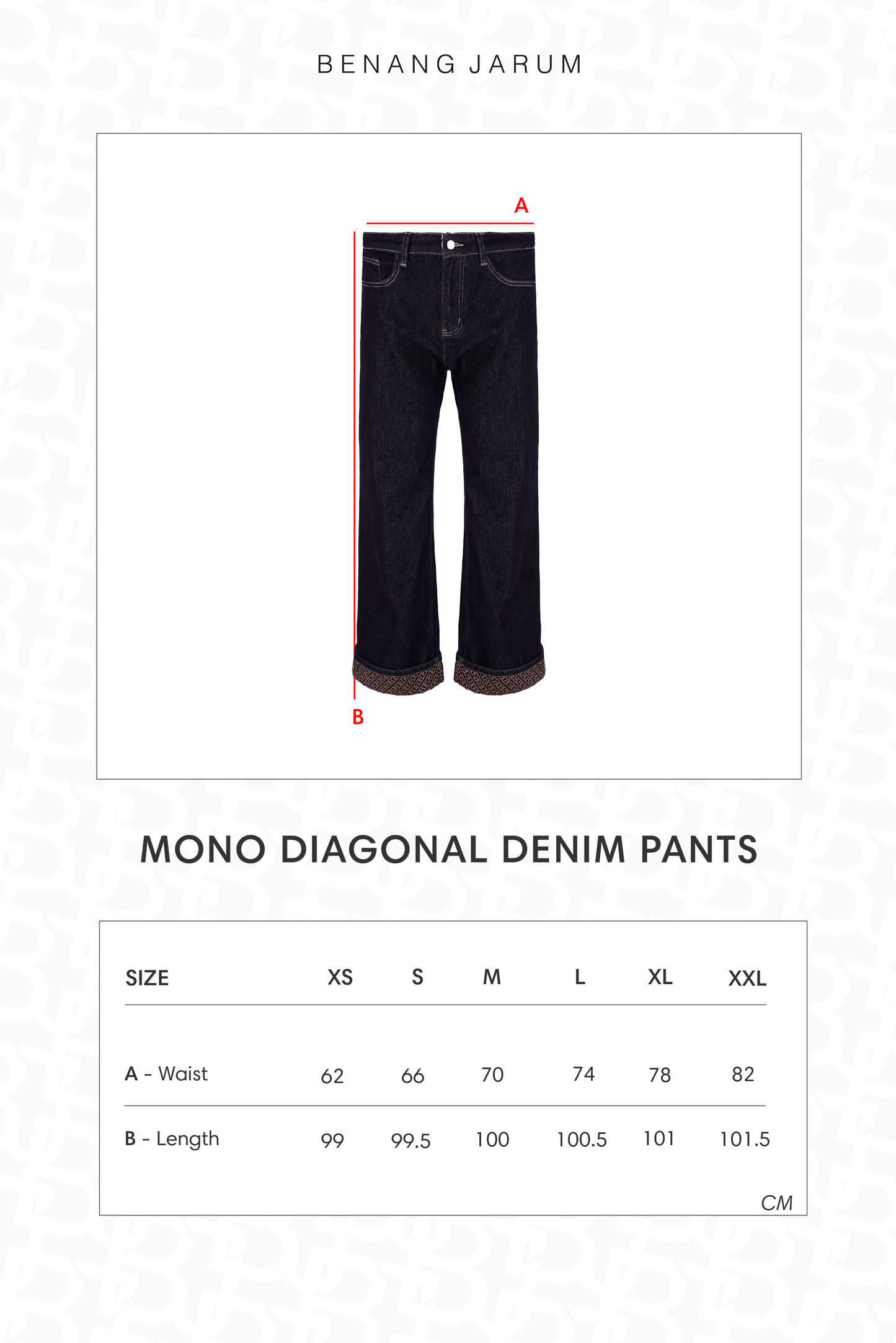 Mono Diagonal Denim Pants - Yuzu