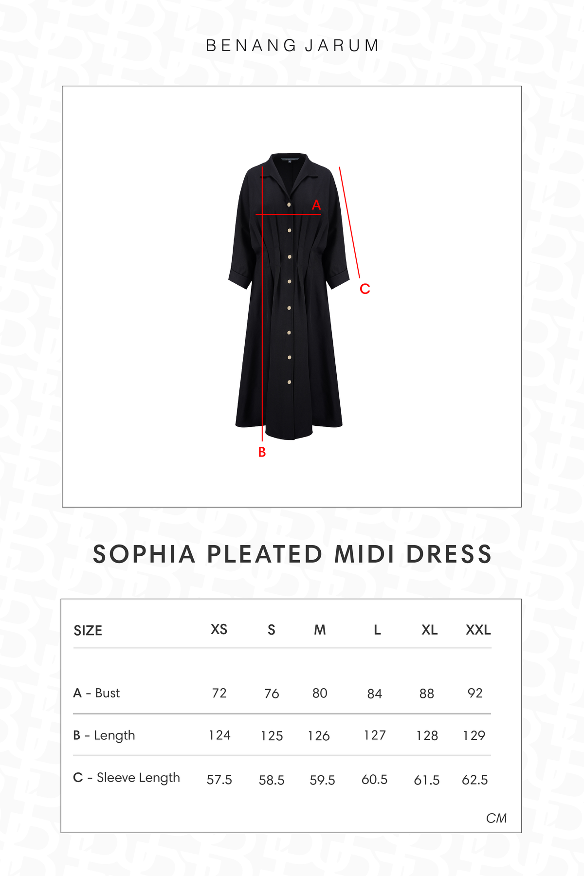 Sophia Pleated Midi Dress - Black