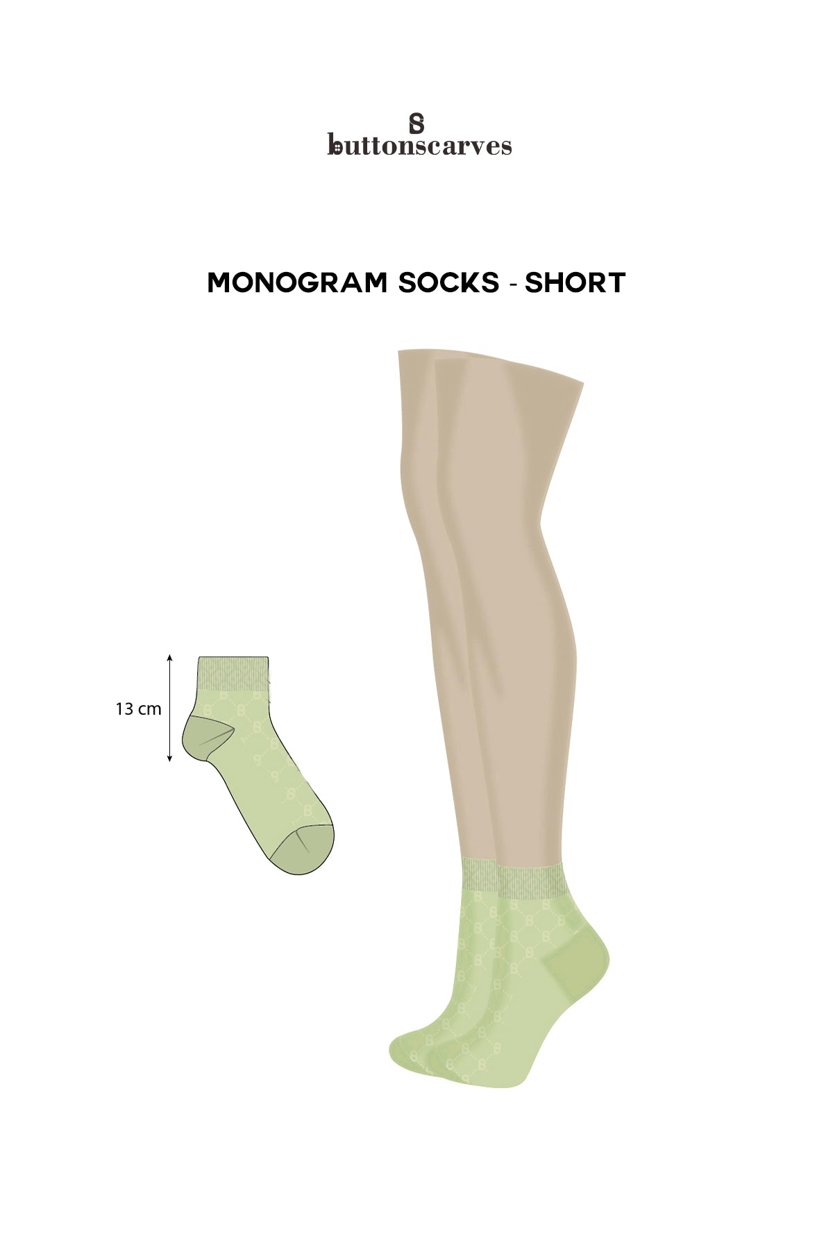 Monogram Socks Green - Medium