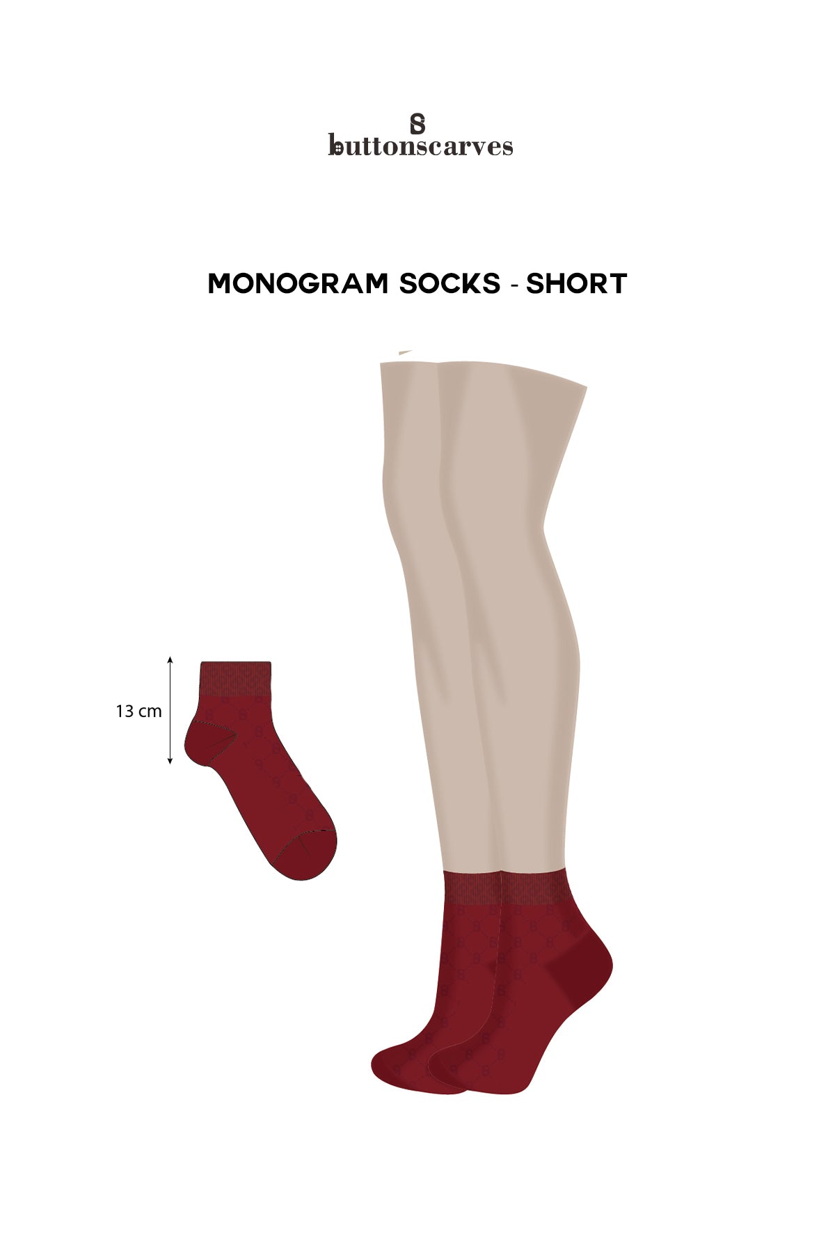 Monogram Socks Maroon - Short