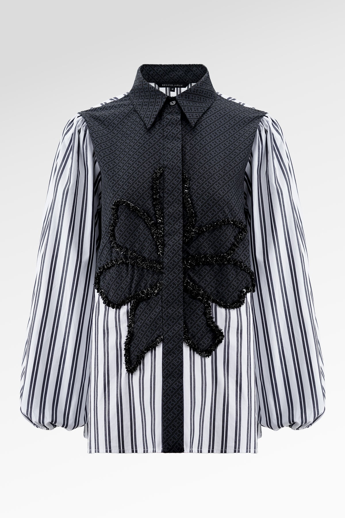 The Monogram Embroidery Beads Shirt - Black