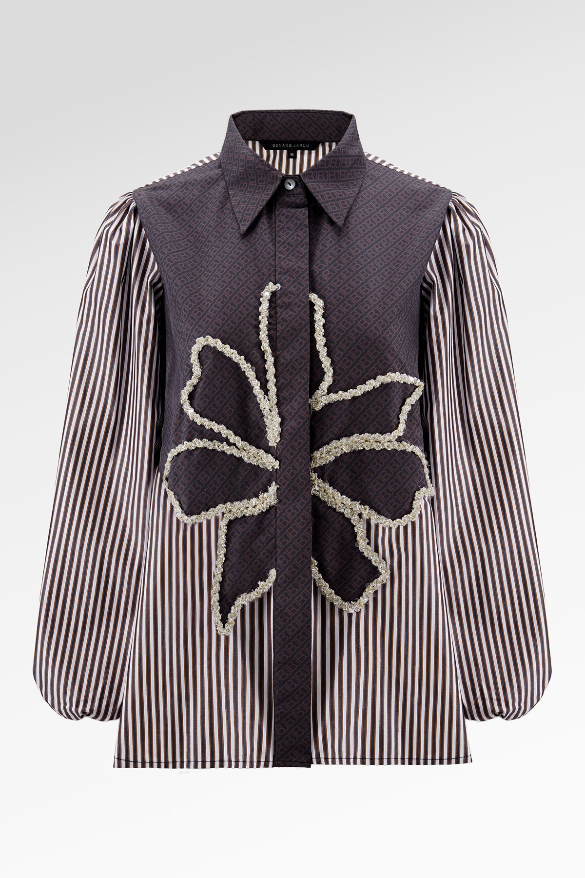 The Monogram Embroidery Beads Shirt - Choco