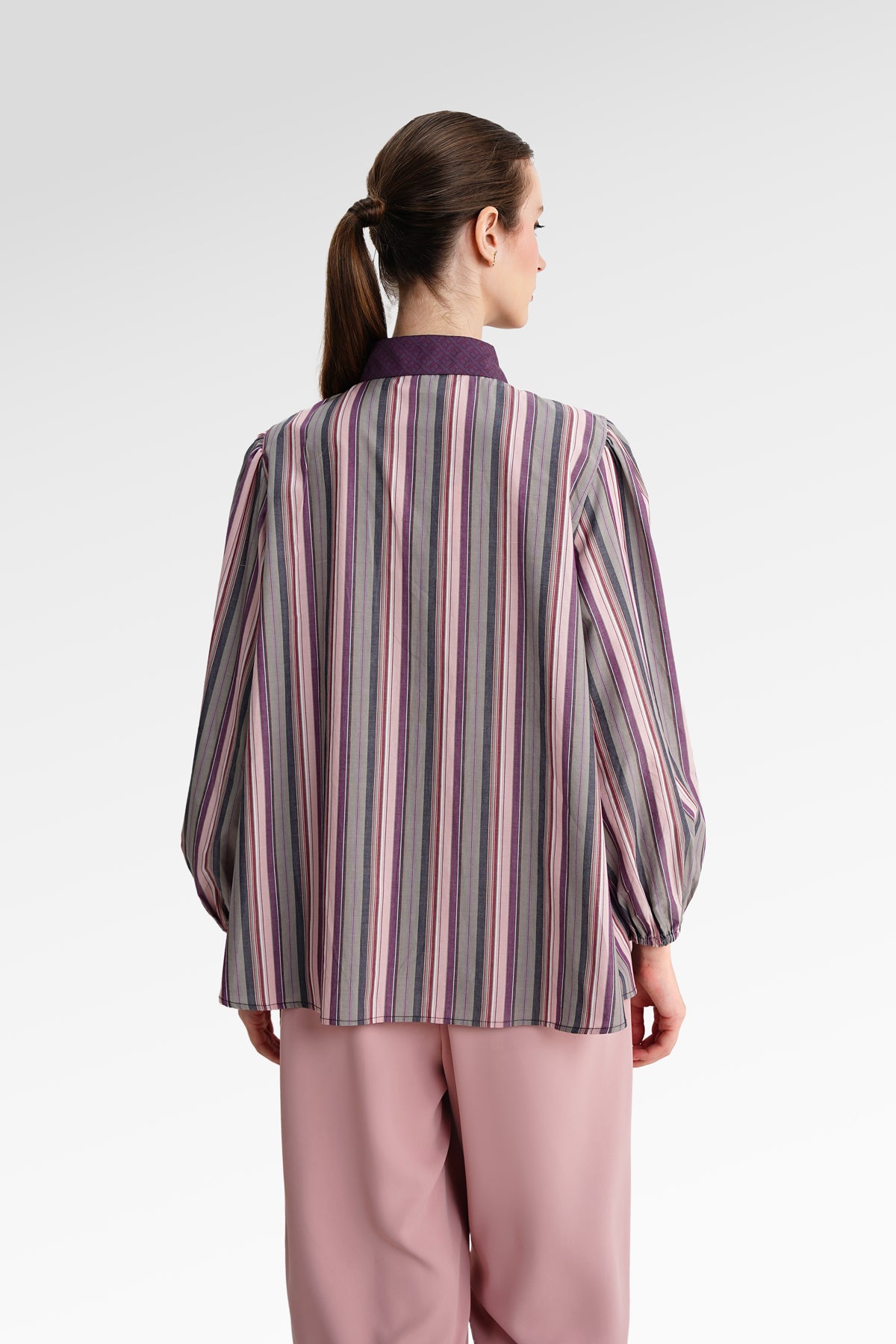 The Monogram Embroidery Beads Shirt - Purple