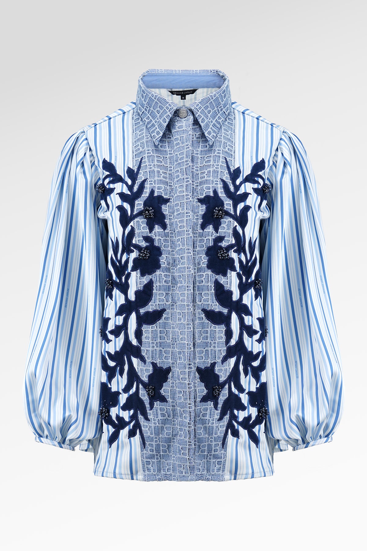 The Monogram Embroidery Velvet Shirt - Timeless Blue