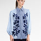 The Monogram Embroidery Velvet Shirt - Timeless Blue