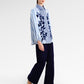 The Monogram Embroidery Velvet Shirt - Timeless Blue
