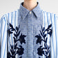 The Monogram Embroidery Velvet Shirt - Timeless Blue