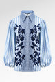 The Monogram Embroidery Velvet Shirt - Timeless Blue