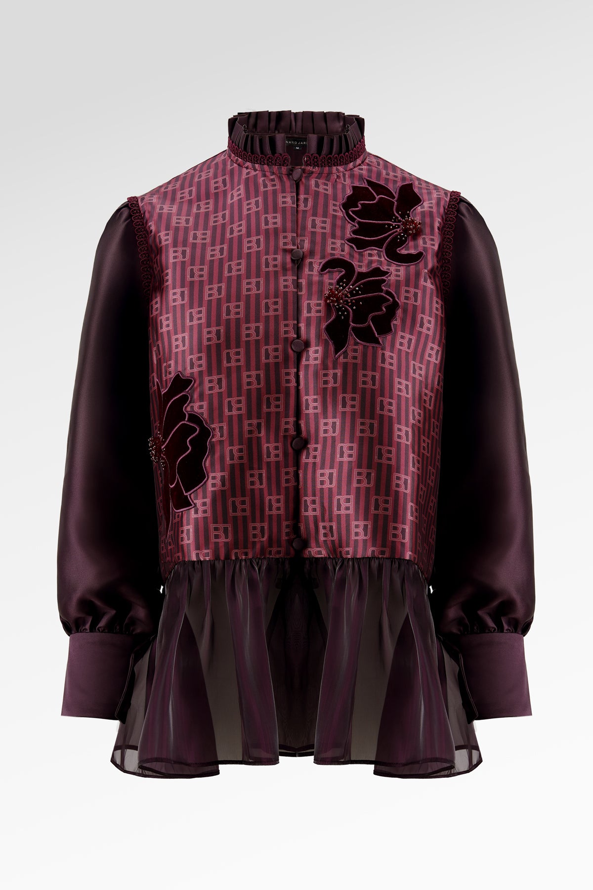 The Monogram Peplum Shirt - Maroon