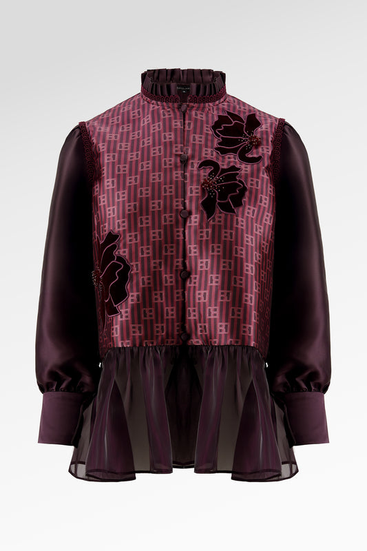 The Monogram Peplum Shirt - Berry