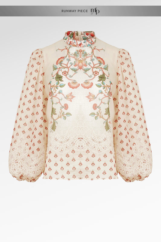 The Regal Embroidery Lace Blouse - Sungold