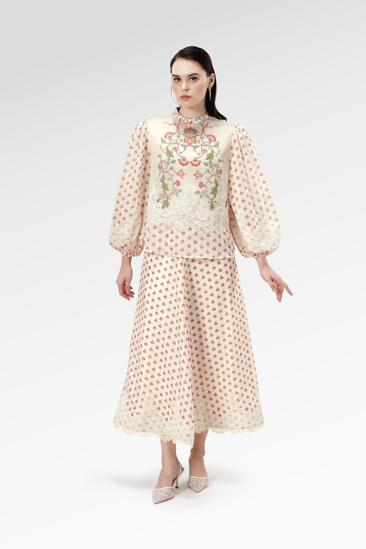 The Regal Embroidery Lace Blouse - Sungold