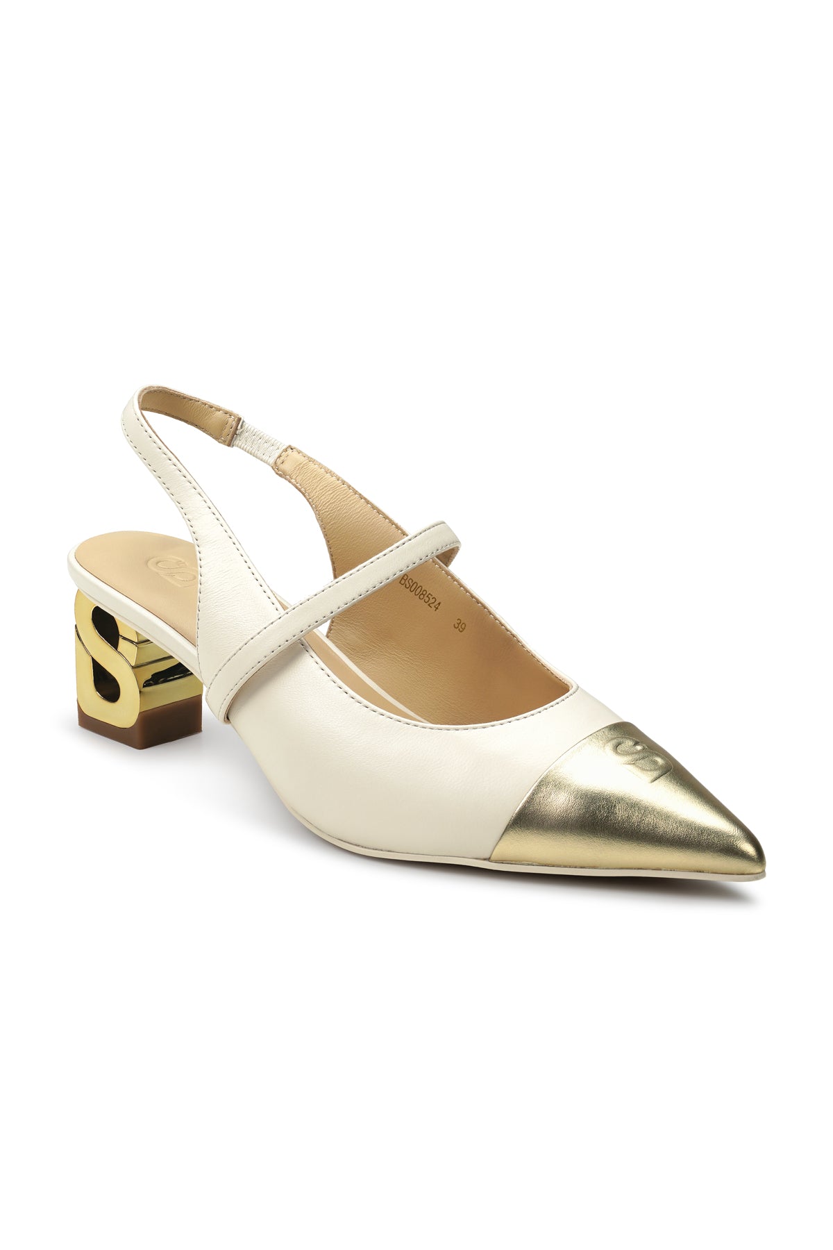 The Be Two-Tone Heels - White/Gold