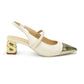 The Be Two-Tone Heels - White/Gold