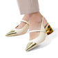 The Be Two-Tone Heels - White/Gold