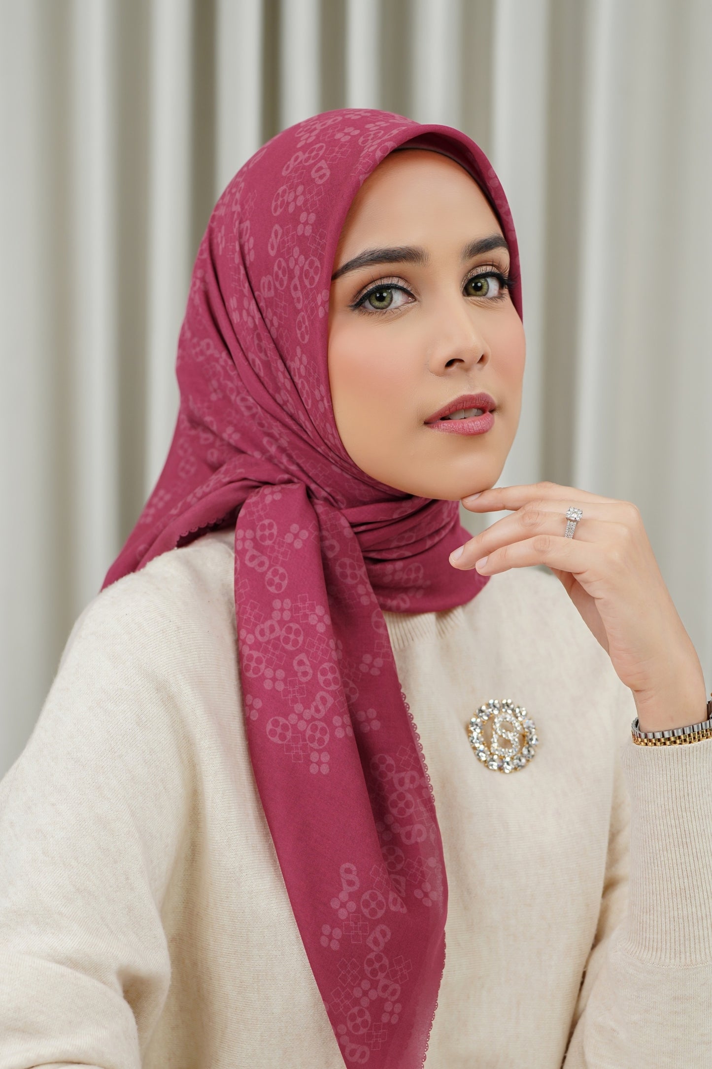 Monogram Scramble Voile Square - Viva Magenta