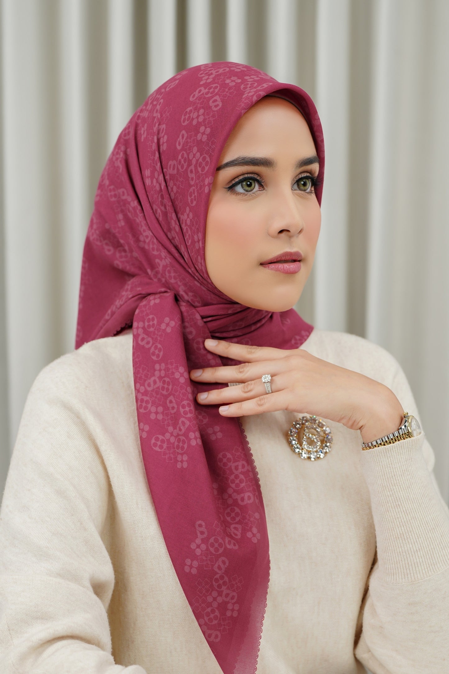 Monogram Scramble Voile Square - Viva Magenta