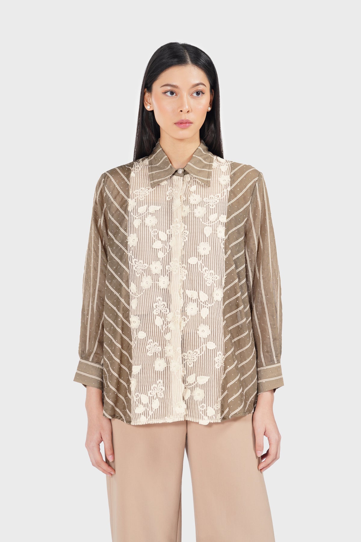 Velma Stripey Shirt - Brown