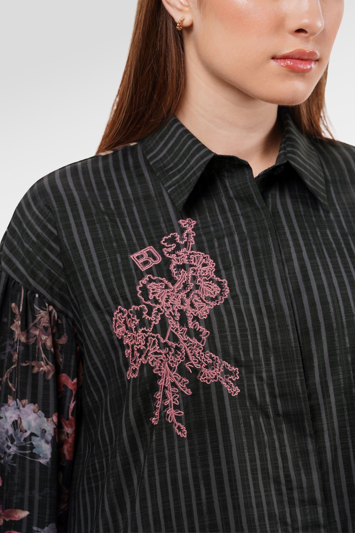 Viola Embroidery Shirt - Dark Viola