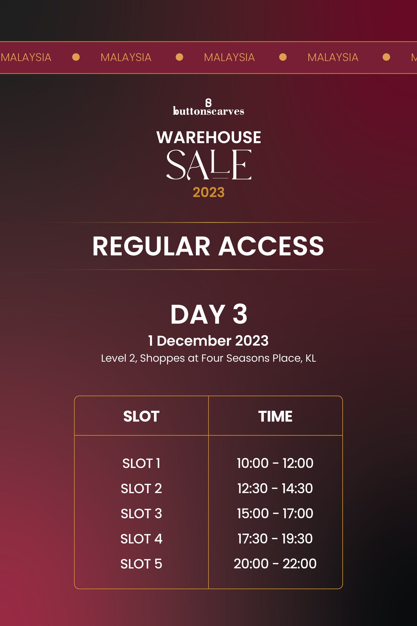 Warehouse Sale 2023 Ticket - Day 3